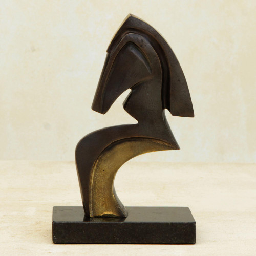 Signed Abstract Horse Sculpture in Bronze from Brazil 'Abstract Horse'