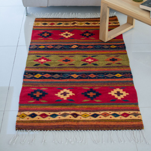 UNICEF Market  Zapotec Geometric Wool Area Rug from Mexico (2x3