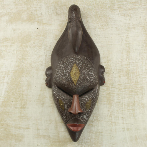 Handcrafted Ghanaian Wood Mask Replica of Young Bambara Man 'Young Strength'