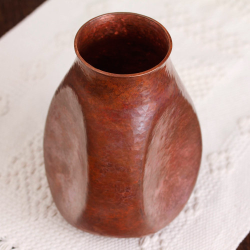 Handcrafted Modern Copper Vase from Mexico 'Modern Egg'
