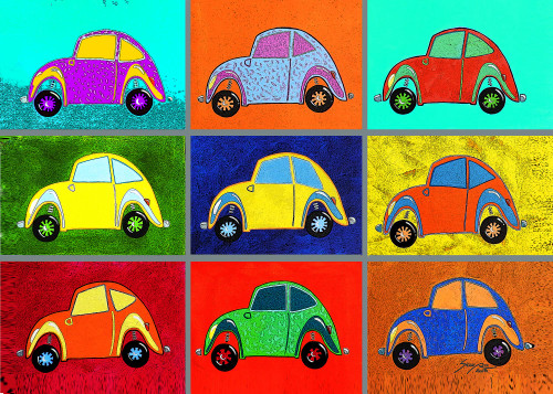 Colorful Beetle Car Pop Art Print from Brazil 'Beetles'