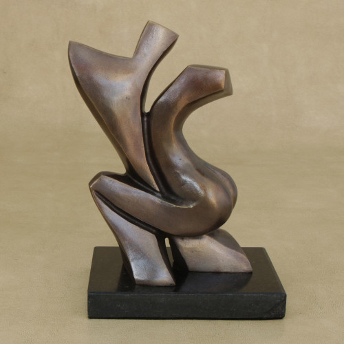 Romance-Themed Abstract Bronze Sculpture from Brazil 'Magic'