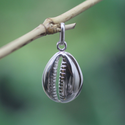 Unique Sterling Silver Pendant 'Abundant Cowrie'