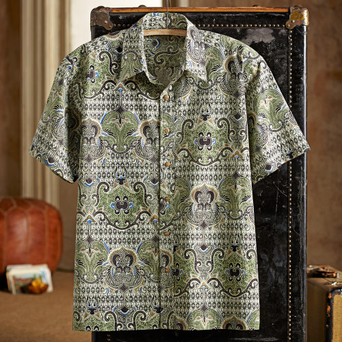 Shekhawati Cotton Shirt, Short Sleeves 'Shekhawati Palace'