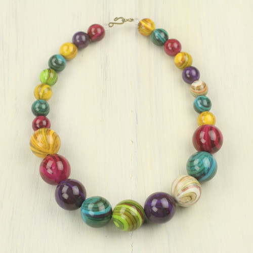 Eco-Friendly Colorful Recycled Plastic Bead Necklace 'Wild Planet'