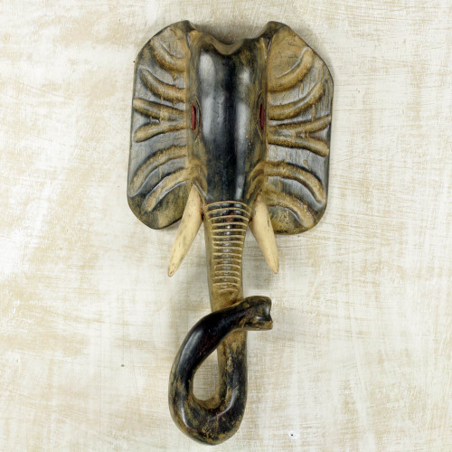 Original Hand Carved Wood Elephant Mask from Ghana 'Elephant II'
