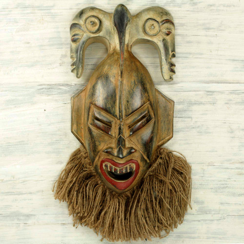 Ornate Senufo Wall Mask Artisan Crafted African Tribe Art 'Senufo Presence'