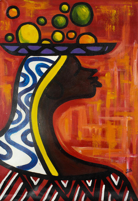 Expressionist Painting of an African Woman from Ghana 'Strength of a Woman' Expressionist Painting of an African Woman from Ghana 'Strength of a Woman'