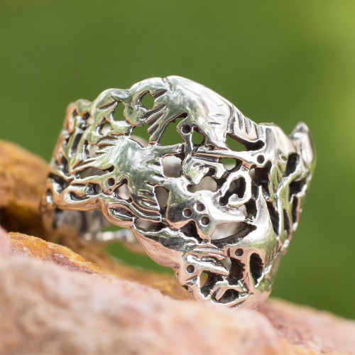 Hand Made Taxco Fine Silver Bird Ring 'Hummingbird Mystique'