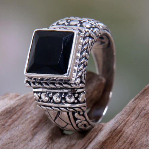 Men's Sterling Silver and Onyx Ring 'Sultan'