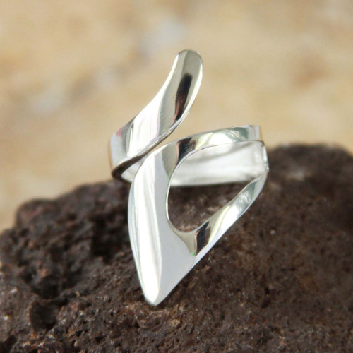 Modern Sterling Silver Wrap Cocktail Ring 'Love Encounter'