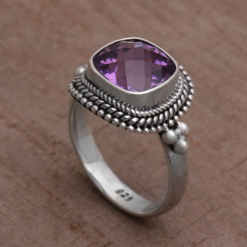 Amethyst and Sterling Silver Ring Cocktail Ring from Bali 'Purple Elegance'