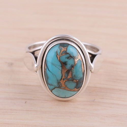 Sterling Silver Cocktail Ring with Blue Composite Turquoise 'Blissful Balance in Blue'