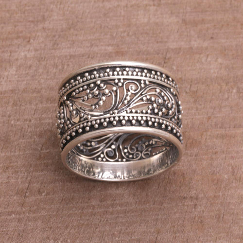 Sterling Silver Openwork Band Ring from Bali 'Merajan Majesty'