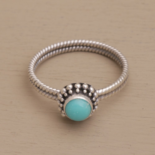 Composite Turquoise and Sterling Silver Single Stone Ring 'Touch of Simplicity'