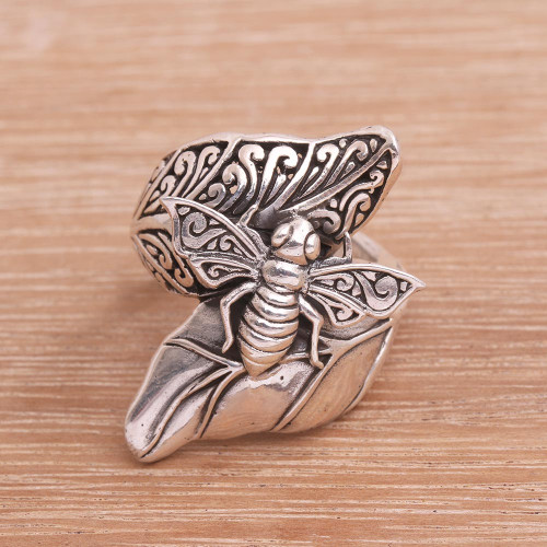 Sterling Silver Bee Cocktail Ring from Bali 'Bee Grove'