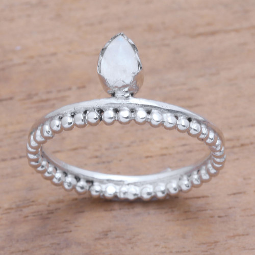 Dot Motif Moonstone Band Ring Crafted in Bali 'Lovely Serenity'