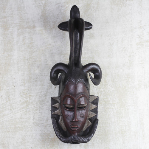 Ivoirian wood mask 'Brave and Noble'