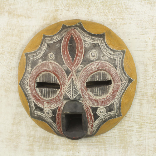 African Wood Wall Mask 'Fire'