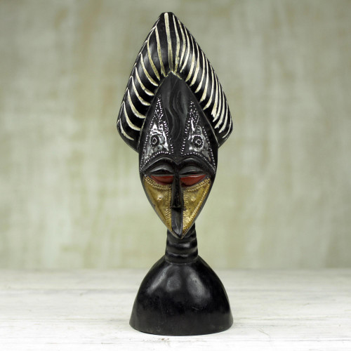 Hand Carved Sese Wood Mask Sculpture from Ghana 'Yaa Asantewaa'