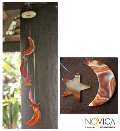 Unique Agate Wind Chimes 'Moon and Stars'