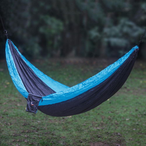 Grey Turquoise Portable Parachute Fabric Hammock Double 'Highland Dreams'