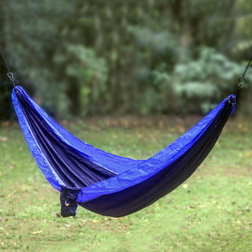 Portable Parachute Fabric Hammock Dark Light Blue Single 'Pacific Dreams'