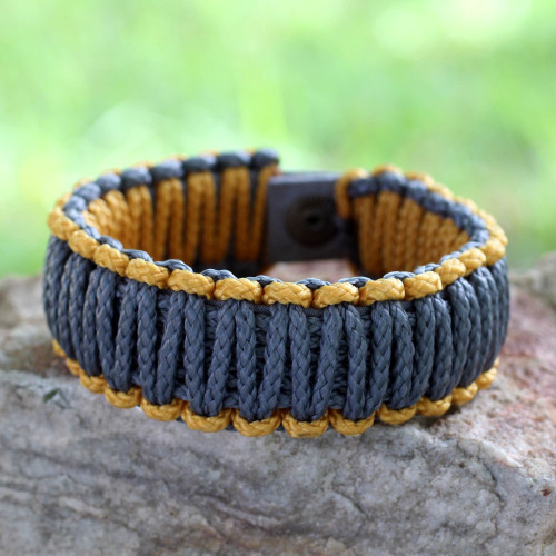 Men's Rope Wristband Bracelet 'Amina in Golden Gray'