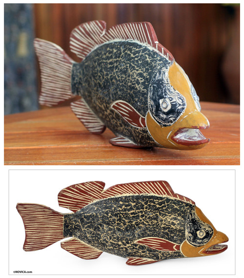 Artisan Crafted African Fish Sculpture 'African Odaa Fish'