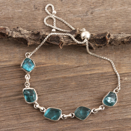 Freeform Blue Apatite Link Bracelet 'Modern Harmony'