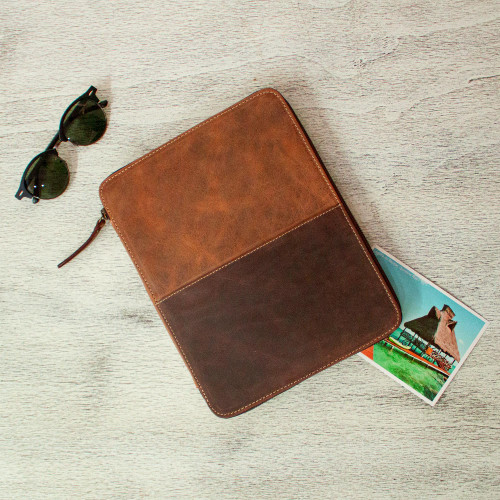 Brown Leather Tablet and Travel Case 'On the Move'