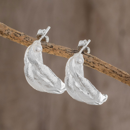 Textured Sterling Silver Drop Earrings from Costa Rica 'Textured Braids'