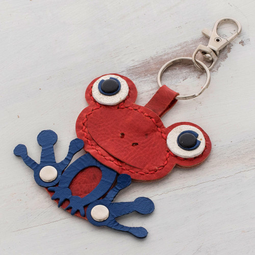 Red Leather Key Fob from Costa Rica 'Red Froggy'