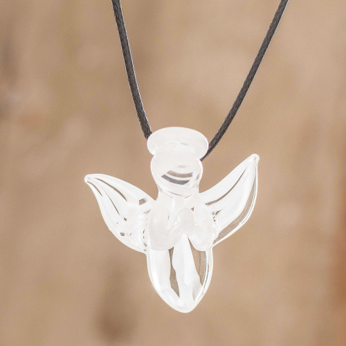 Handmade Art Glass Angel Necklace 'Bright Angel'