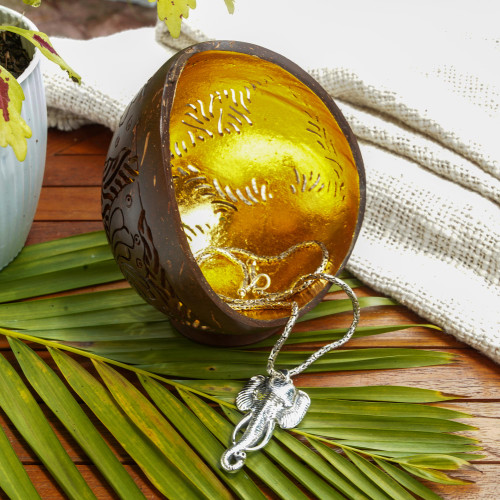 Coconut Shell Butterfly-Themed Catchall 'Butterfly Waves'