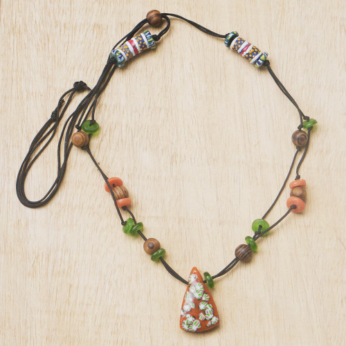 Eco-Friendly Beaded Pendant Necklace 'True to Life'