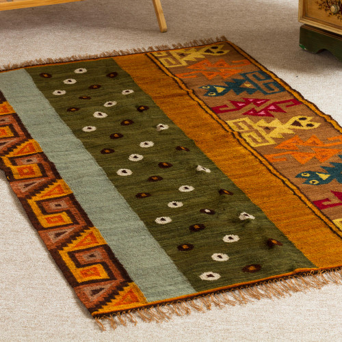 Zapotec wool rug (2x3) - Blue Diamond Diversity