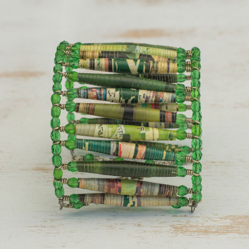 Recycled paper wristband bracelet 'Nature Tales'