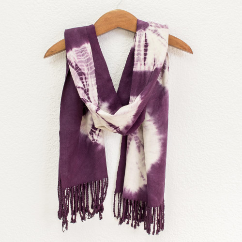 Handcrafted Tie-Dyed Purple Scarf 'Santiago Purple'