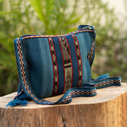 Tasseled Blue Alpaca Shoulder Bag 'Cusco Skies'