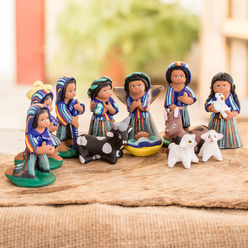 12 Piece Ceramic Nativity Scene in Apparel from Santa Maria 'Christmas in Santa Maria'