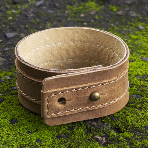 Men's Leather Wristband Bracelet 'Desert Sands'