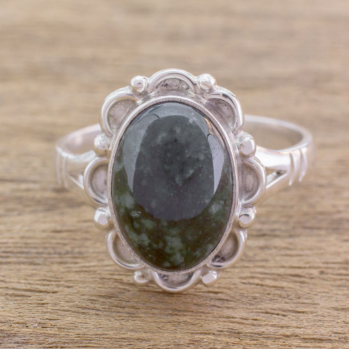 Wholesale Light/Dark Green Jade Stone Band Ring O765 O2298 for your shop –  Faire UK