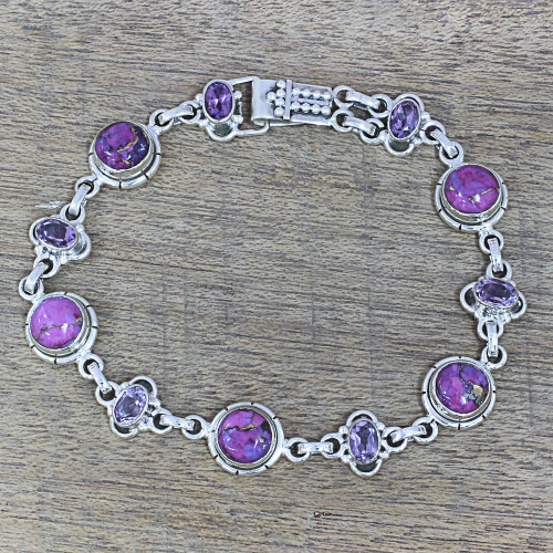 Amethyst and Purple Composite Turquoise Link Bracelet 'Purple Delight'