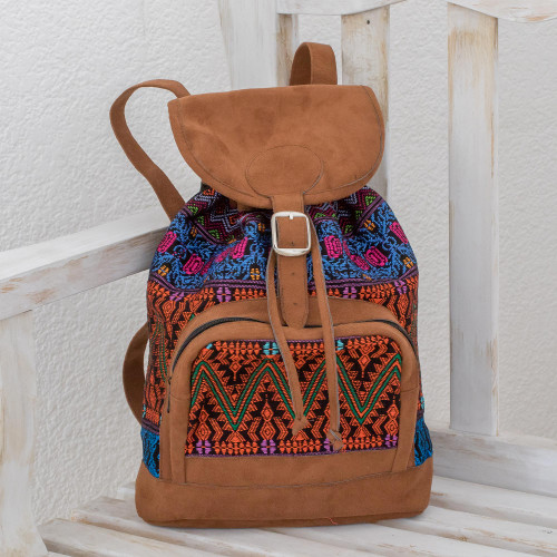 Handwoven Multicolored Cotton Backpack from Guatemala 'Multicolored Night'