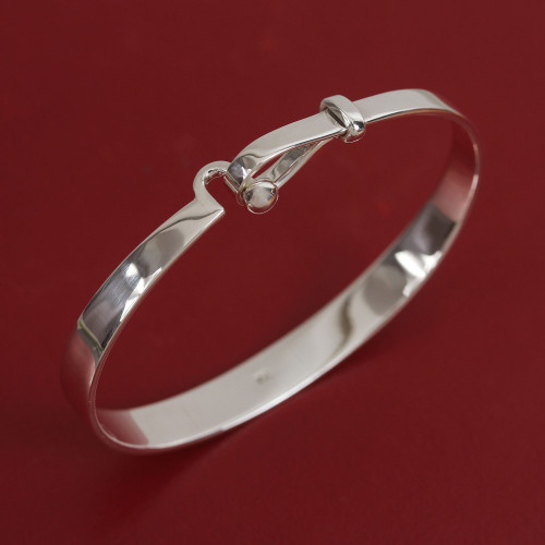 High-Polish Taxco Sterling Silver Bangle Bracelet 'Wonderful Gleam'