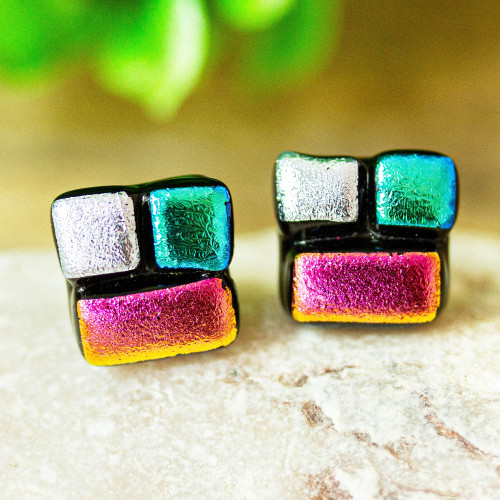 Handmade Fused Glass Earrings 'Fabulous Fusion'