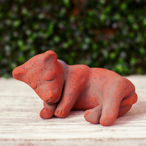 Mexico Archaeology Signed Handcrafted Ceramic Dog Sculpture 'Tlachichi Puppy'