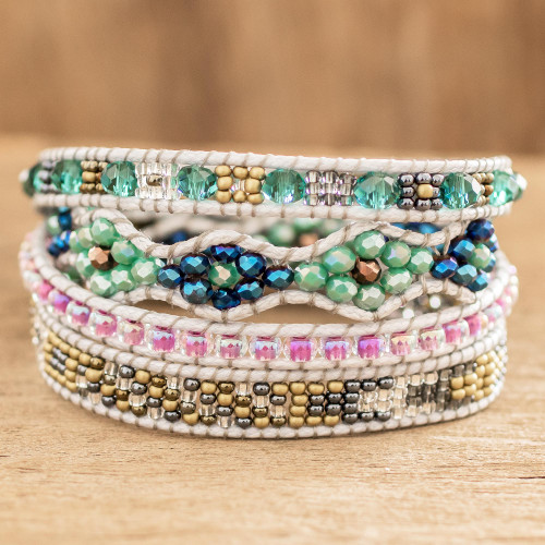 Braided and Beaded Wrap Bracelet From Guatemala 'Santiago Sparkles'