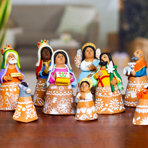 Handcrafted Ceramic Nativity Scene Bells 11 pieces 'Nativity Scene Bells'